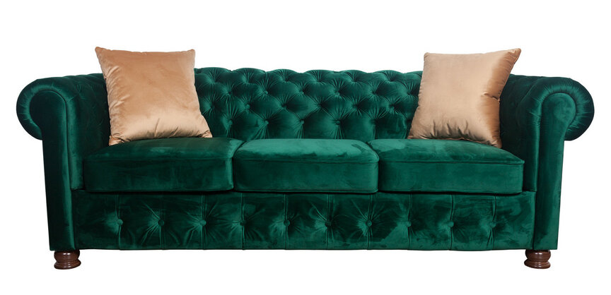 Smaragdově zelená sedačka CHESTERFIELD